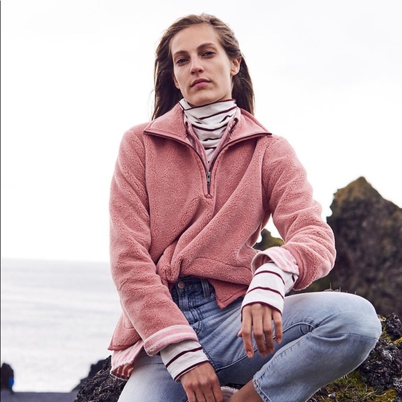 Madewell Jackets & Blazers - Madewell Pink Sherpa Popover Top Sweatshirt